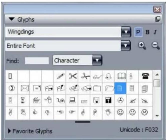 QUARK XPress 10.2 - Working with the Glyphs palette - 1