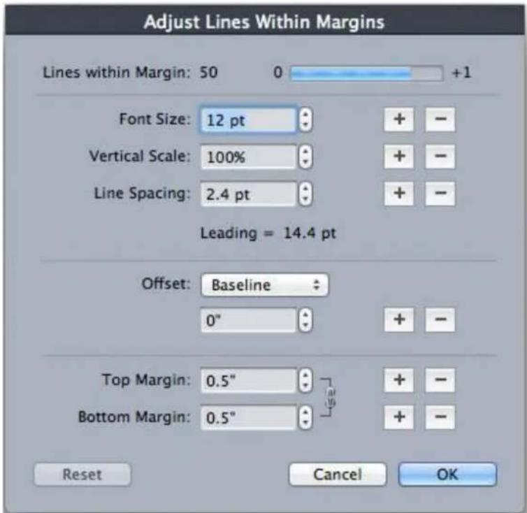 QUARK XPress 10.2 - Adjust Lines Within Margins dialog box - 1