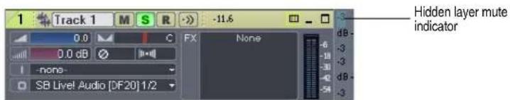 1 Track 1 M S R -11.6 0.0 C FX None 0.0 dB -none- SB Live! Audio [DF20] 1/2 Hidden layer mute indicator