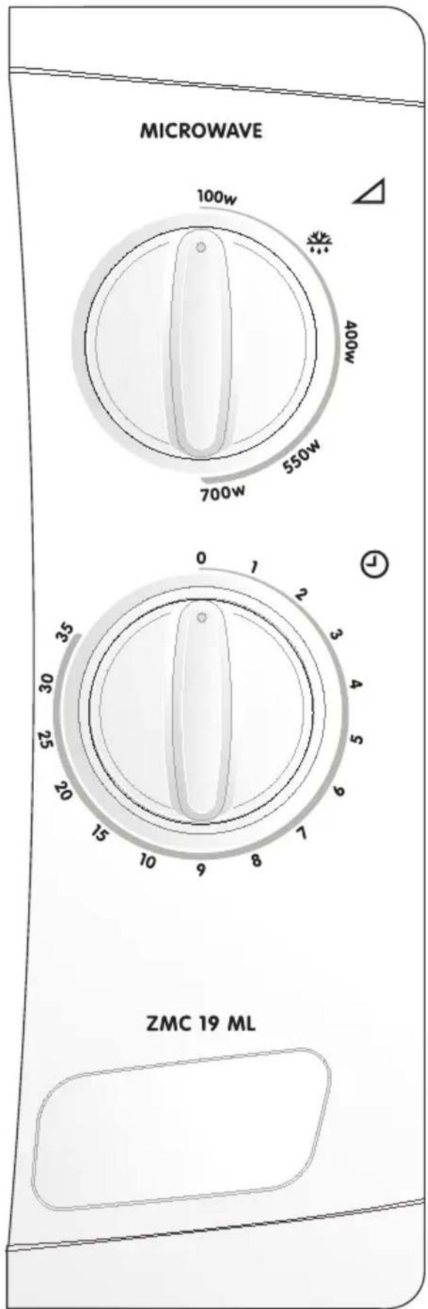 MICROWAVE 100w 400w 550w 700w 0 1 2 3 4 5 35 30 25 20 15 10 9 8 7 6 ZMC 19 ML
