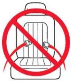 Prohibition sign showing a car seat with a red prohibition symbol crossed out by a red diagonal line.