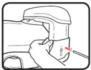Diagram showing a hand pressing down on a device with a red label indicating 'D' and Chinese character '超声'