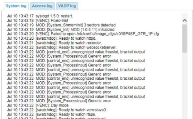 Vivotek Turret Dome IT9380-H - System log - 1