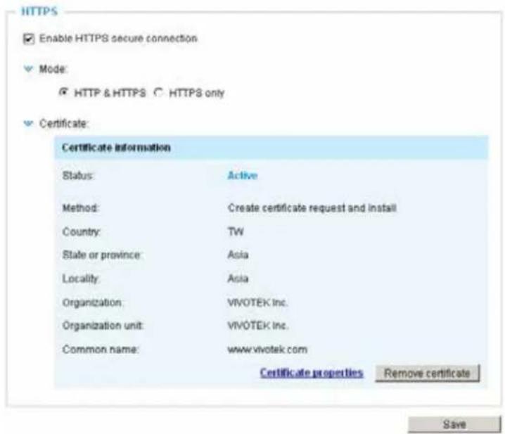 Vivotek Turret Dome IT9380-H - Create certificate request and install - 9