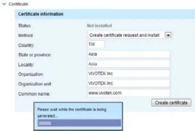 Vivotek Turret Dome IT9380-H - Create certificate request and install - 1