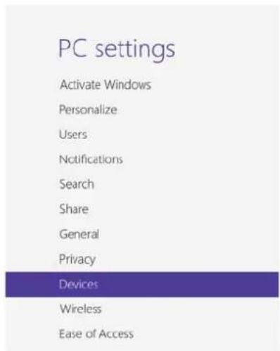 PC settings Activate Windows Personalize Users Notifications Search Share General Privacy Devices Wireless Ease of Access