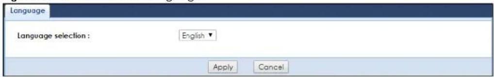 Language Language selection : English ▼ Apply Cancel