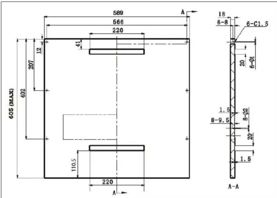 Concept MNV3360 - Rozměry a upevnění krycí desky na dvířka myčky - 1