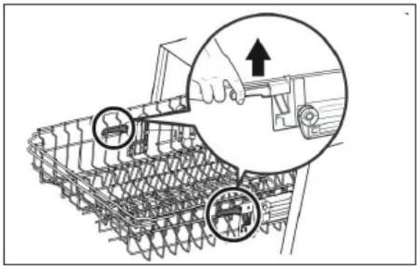 Technical diagram showing a mechanical assembly with labeled parts and an upward arrow indicating motion or assembly direction.