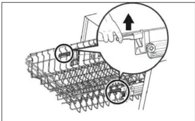 Technical diagram showing a mechanical assembly with labeled parts and an upward arrow indicating motion or assembly direction.