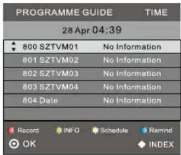 Orava LT-620 - Menu pro EPG (Elektronický přehled programů) - 1