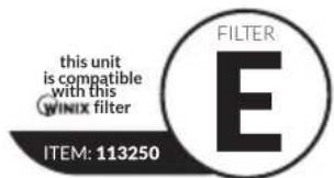this unit is compatible with this WINIX filter ITEM: 113250 FILTER E