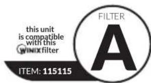 this unit is compatible with this WINIX filter ITEM: 115115 FILTER A