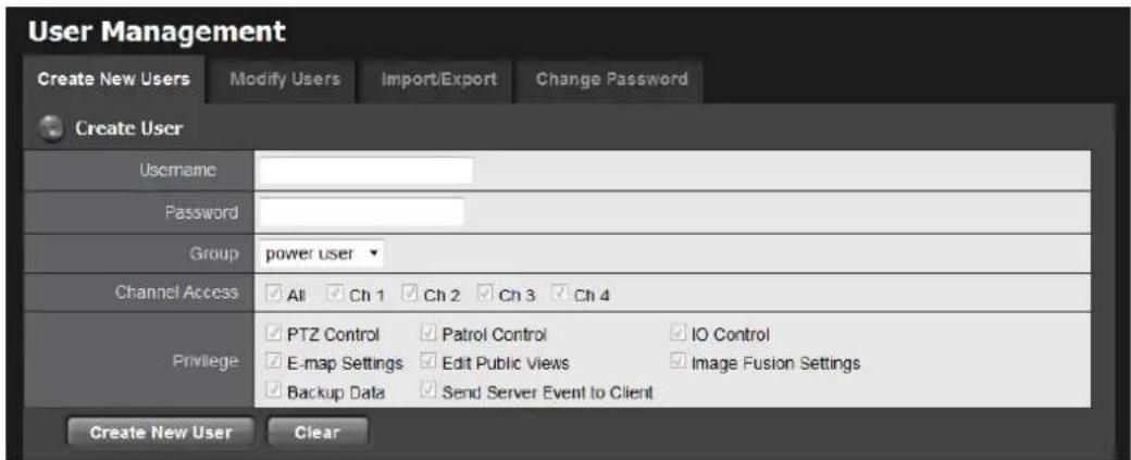 NUUO Crystal NT-4040R - Create New Users - 1