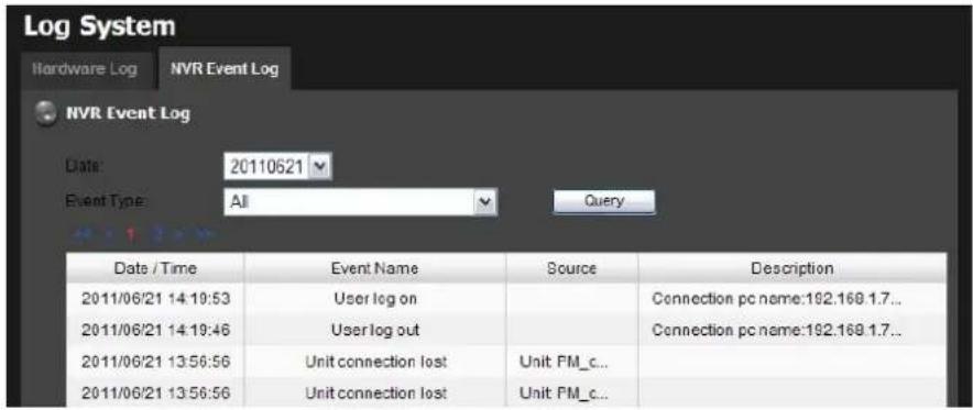 NUUO Crystal NT-4040R - View the Event Log - 1