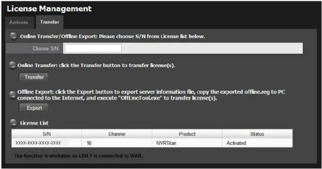 NUUO Crystal NT-4040R - Offline license transfer - 1
