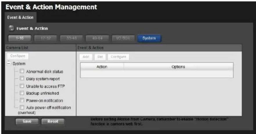 NUUO Crystal NT-4040R - System Events and Responding Actions Setup - 1
