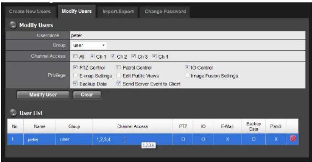 NUUO Crystal NT-4040R - Modify User Information - 1