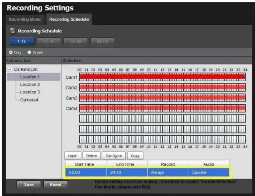 NUUO Crystal NT-4040R - Recording Schedule / Event Setup - 1