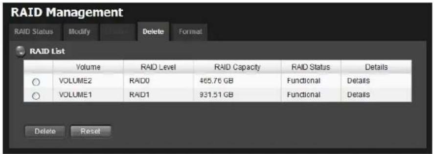 NUUO Crystal NT-4040R - Delete a RAID Volume - 1
