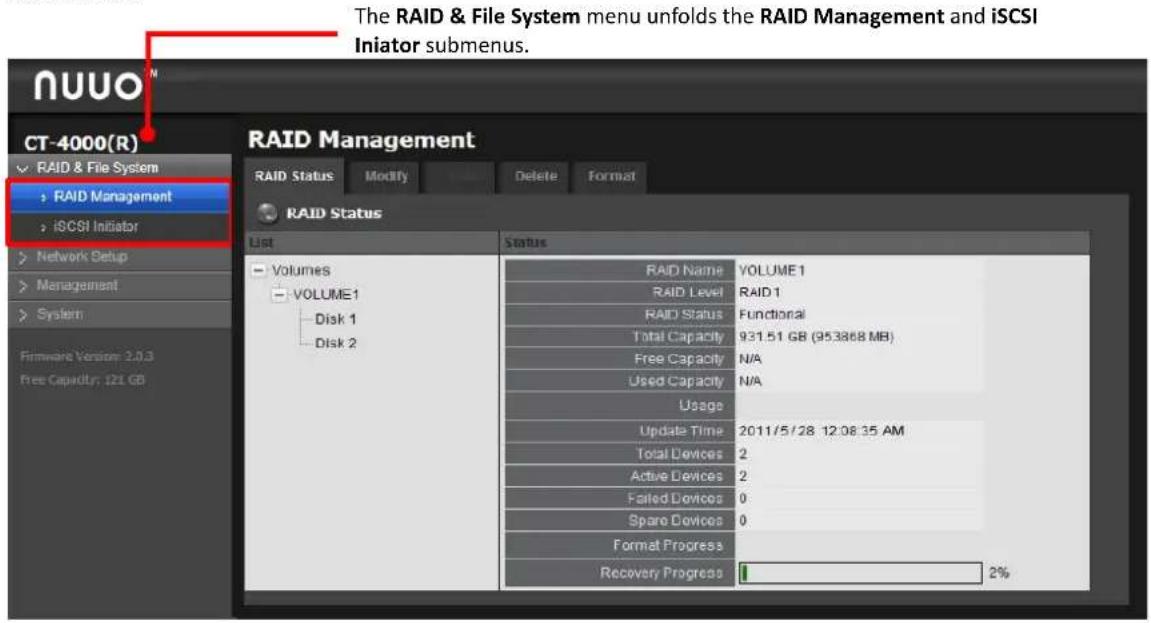 NUUO Crystal CT- 8000R - RAID & File System - 1