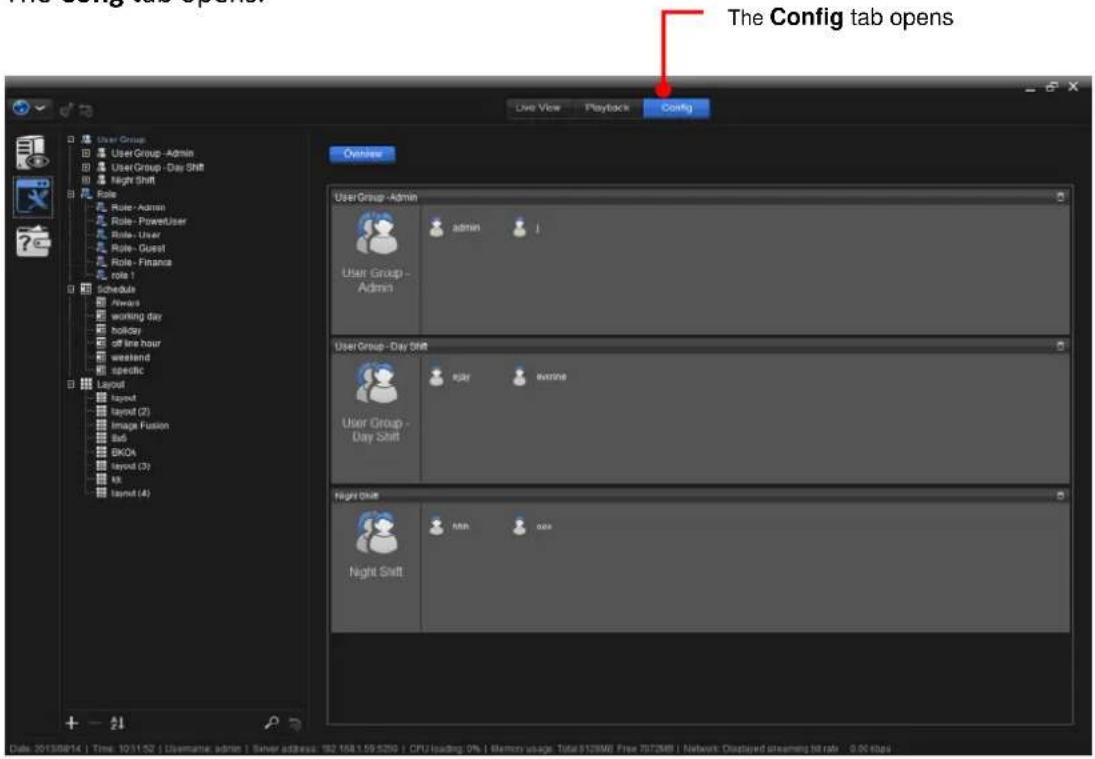 NUUO Crystal CT- 8000R - From the Top Toolbar, click the Cong tab. - 1