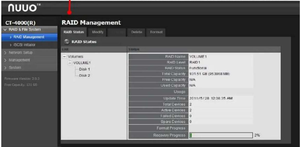 NUUO Crystal CT- 8000R - RAID Management - 1