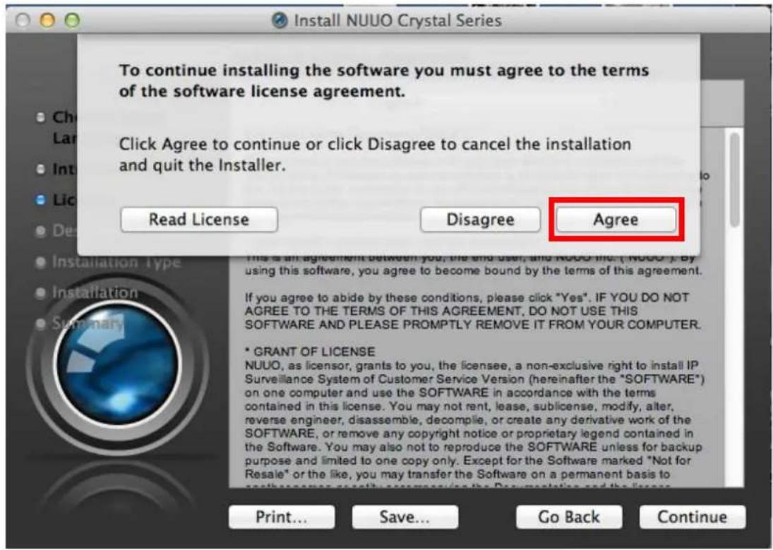 NUUO Crystal CT- 8000R - Click the Connue button and accept the License Agreement. - 1