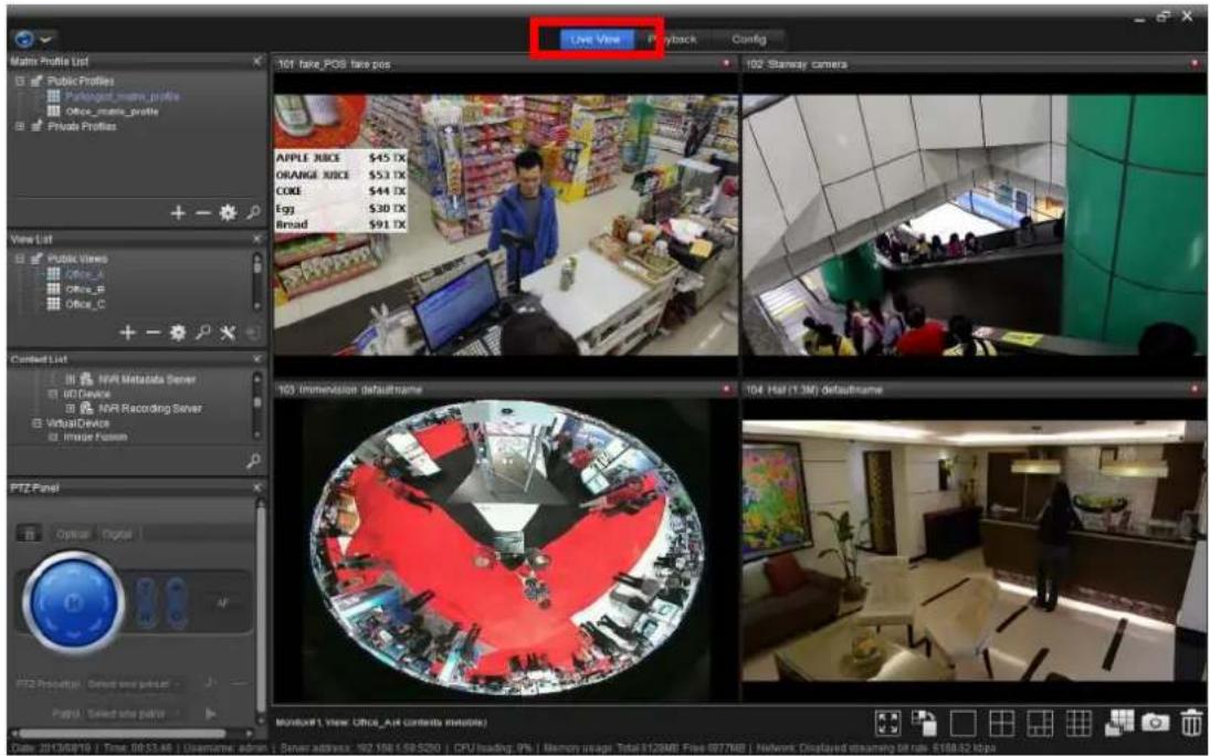 NUUO Crystal CT- 8000R - Access the Live View tab. - 1