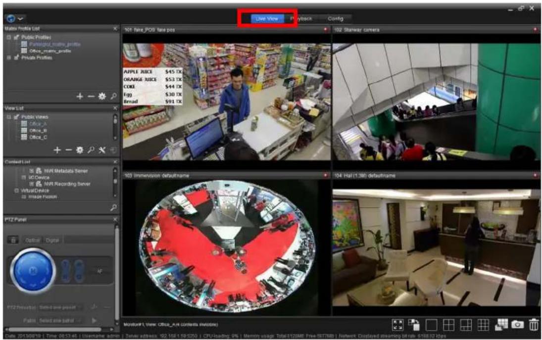 NUUO Crystal CT- 8000R - Access the Live View tab. - 1