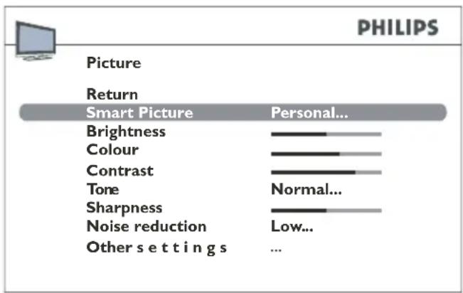 PHILIPS 19PFL3403S - Access the picture menu - 1