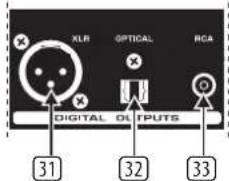 XLR OPTICAL RCA DIGITAL OUTPUTS 31 32 33
