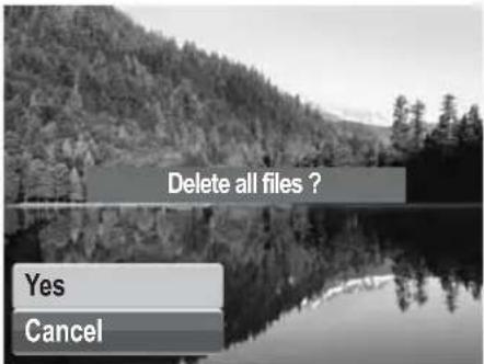 Delete all files ? Yes Cancel