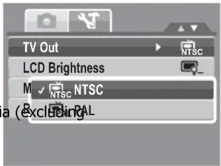 TV Out LCD Brightness M NTSC NTSC B Excluding PAL