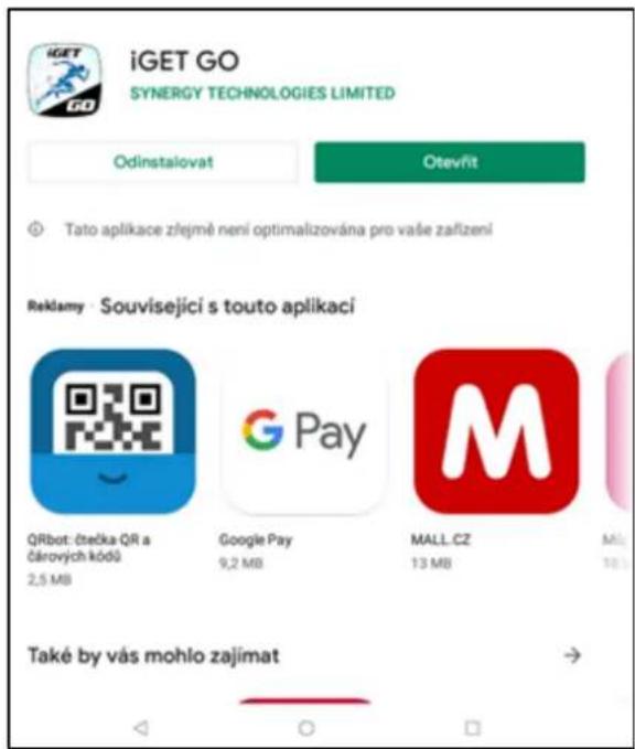 iGET GO SYNERGY TECHNOLOGIES LIMITED Odinstalovat Otevřit Tato aplikace zlejmé není optimalizována pro vaše zařízení Reklamy Souvísející s touto aplikací QRbot: čtečka QR a čárových kódů 2,5 MB Google Pay 9,2 MB MALL.CZ 13 MB MIL 18% Také by vás mohlo zajímat