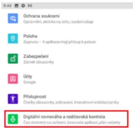 Ochrana soukromí Oprávnění, aktivita na účtu, osobní údaje Poloha Zapnuto – 4 aplikace mají přístup k poloze Zabezpečení Zámvek obrazovky Účty Google Přístupnost Čtečky obrazovky, zobrazení, interaktivní ovládácí prvky Digitální rovnováha a rodičovská kontrola Čas strávemý na zařízení, časovače aplikací, plán večerky