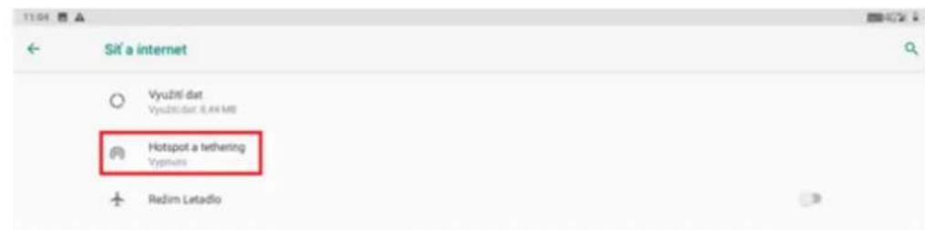 Sit a internet Vyuzni dat Vyuzni dat 8.4K MB Hotspot a tethering Vyputu Režim Letadio