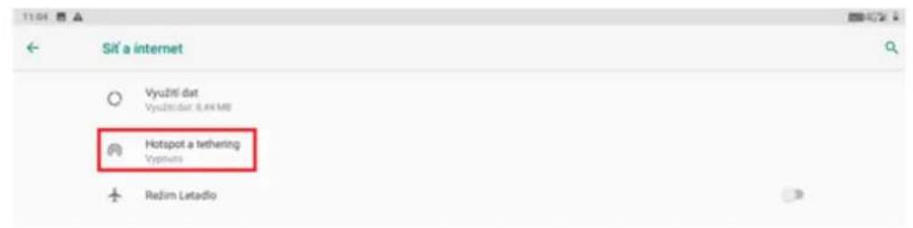 SIK a internet Vyuzní dat Vyuzní dat: 0,44 MB Hotspot a tethering Vyzůdod Redim Letadio