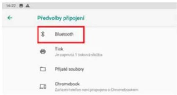 16:22 Předvolby připojení Bluetooth Tisk Je zapnutá 1 tisková služba Příjaté soubory Chromebook Za/zeni telefon není propojena ú Chromebookem