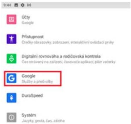 Üčty Google Přístupnost Čitelky obrazovky, zobrazení, interaktivní ovládací prvky Digitální rovnováha a rodičovská kontrola Čas strávený na zařízení, časovače aplikací, plán većerky Google Služby a předvílby DuraSpeed Systém Jazvýk, gesta, čas, zákloha
