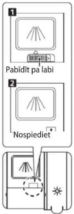 1 Pabīdit pa labi 2 Nospiediet