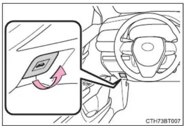TOYOTA Camry HV (2022) - Release the lock from the inside of the vehicle to open the hood. - 1
