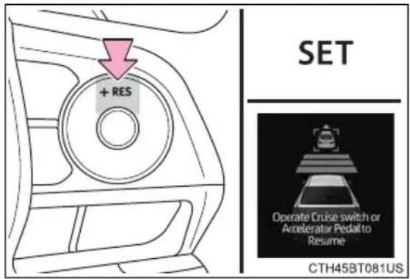 TOYOTA Camry HV (2022) - Resuming follow-up cruising when the vehicle has been stopped by system control (vehicle-to-vehicle distance control mode) - 1