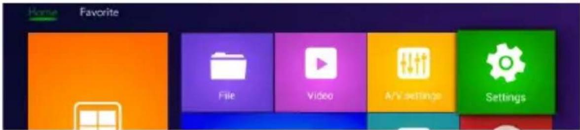 Home Favorite File Video A/Y settings Settings
