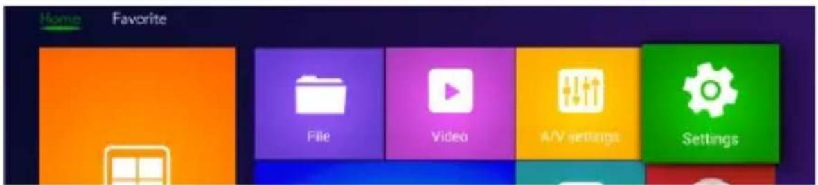 Home Favorite File Video A/V settings Settings