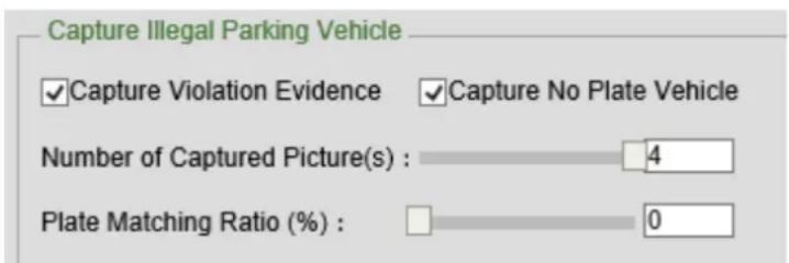 Capture Illegal Parking Vehicle ✓ Capture Violation Evidence ✓ Capture No Plate Vehicle Number of Captured Picture(s) : 4 Plate Matching Ratio (%) : 0
