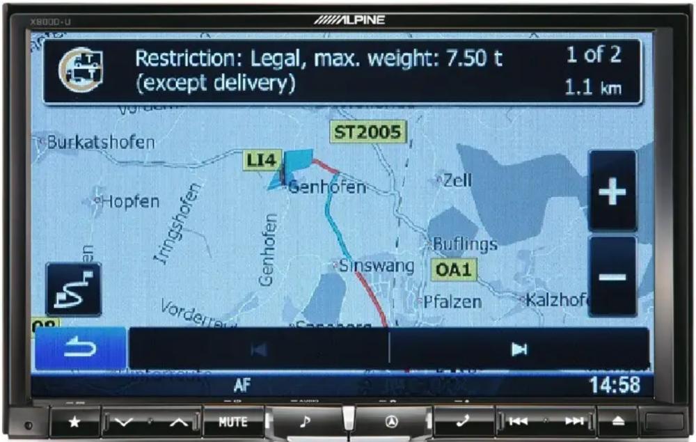 Restriction: Legal, max. weight: 7.50 t (except delivery) 1 of 2 1.1 km Burkatshofen ST2005 LI4 Genhofen Zell Hopfen Iringshofen Genhofen Sinswang Buflings OA1 Pfalzen Kalzhofen Vorderfeng Saraganga AF 14:58 MUTE
