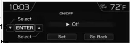 SUBARU 2019 - On/Off setting - 1