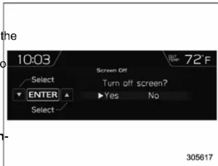 SUBARU 2019 - ▽ Screen OFF setting - 1