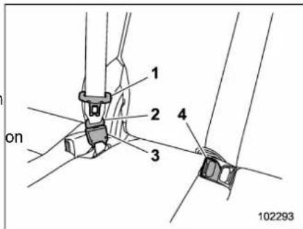 SUBARU 2019 - ▼ Second-row and third-row seatbelts (except third-row center seatbelt) - 4
